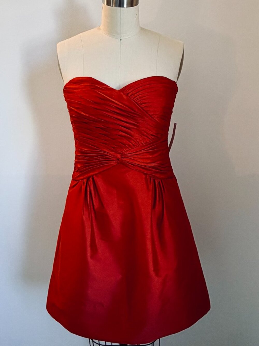 Lilian Sweetheart Neckline Strapless Fit & Flare Mini Dress Red/Orange- Size 4